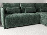 Colțar extensibil dumonde cu ladă de depozitare si sezut confortabil din spuma HR, Malta Euphoria Green 235x185 cm