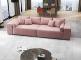 Canapea extensibilă dumonde cu ladă de depozitare si sezut confortabil din spuma HR, Marbela Royal Roz XXL 295x100 cm fabrica