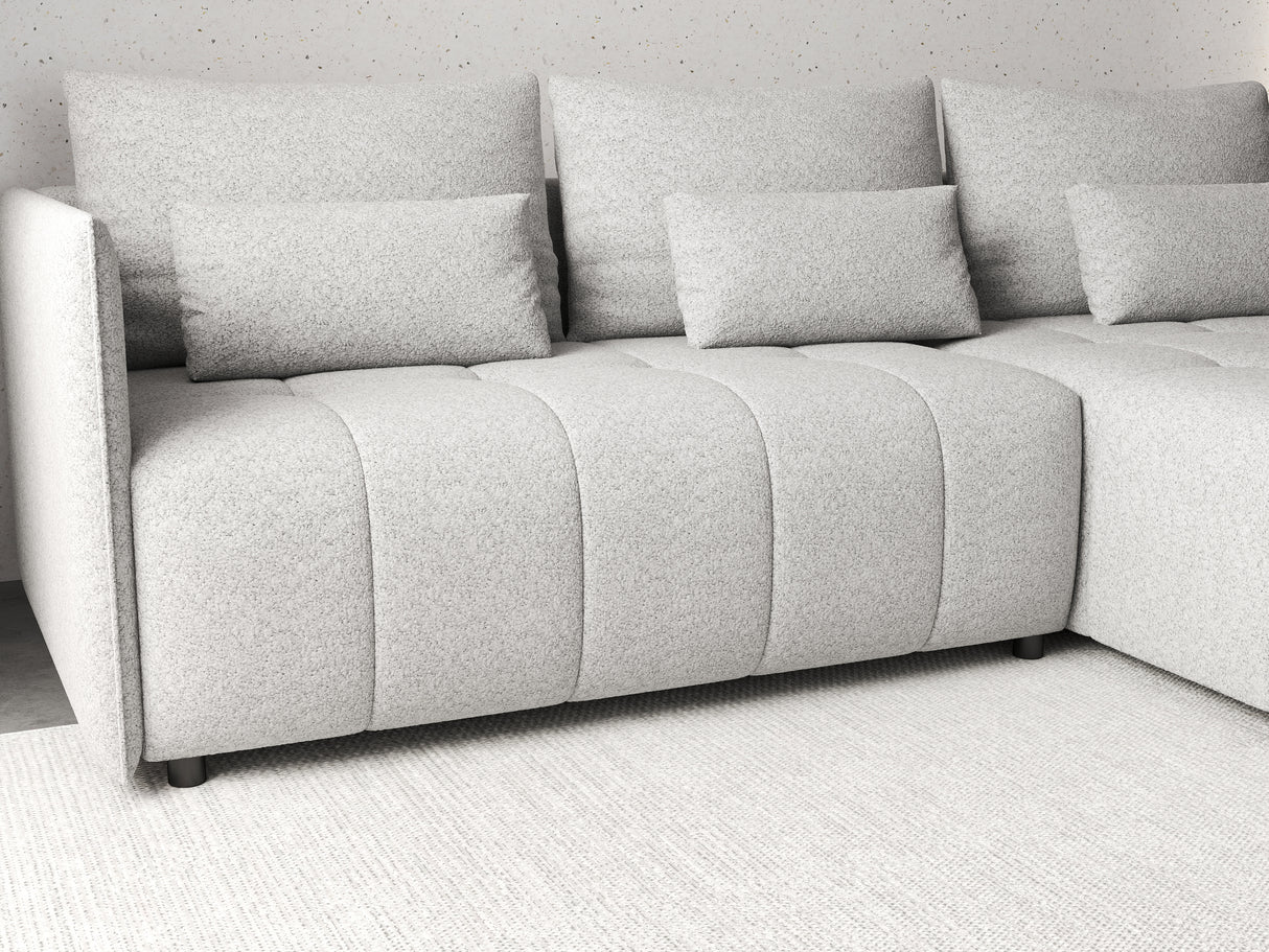 Colțar extensibil dumonde cu ladă de depozitare si sezut confortabil din spuma HR, Malta Euphoria Grey 235x185 cm