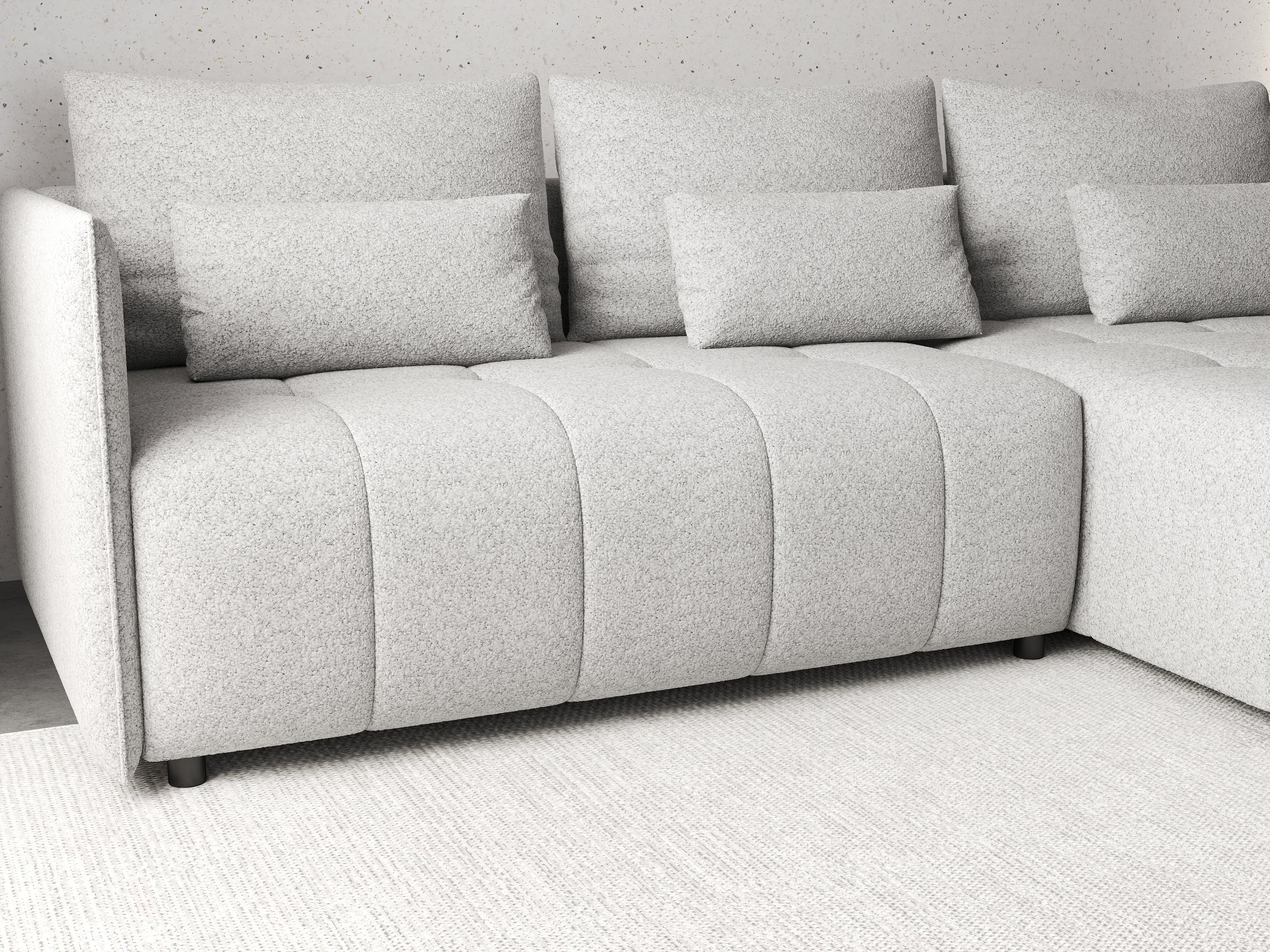 Colțar extensibil dumonde cu ladă de depozitare si sezut confortabil din spuma HR, Malta Euphoria Grey 235x185 cm Fabrica