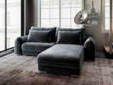 Colțar extensibil dumonde cu ladă de depozitare si sezut confortabil din spuma HR, Denver Euphoria Gri Grafit 275x185 cm II Fabrica