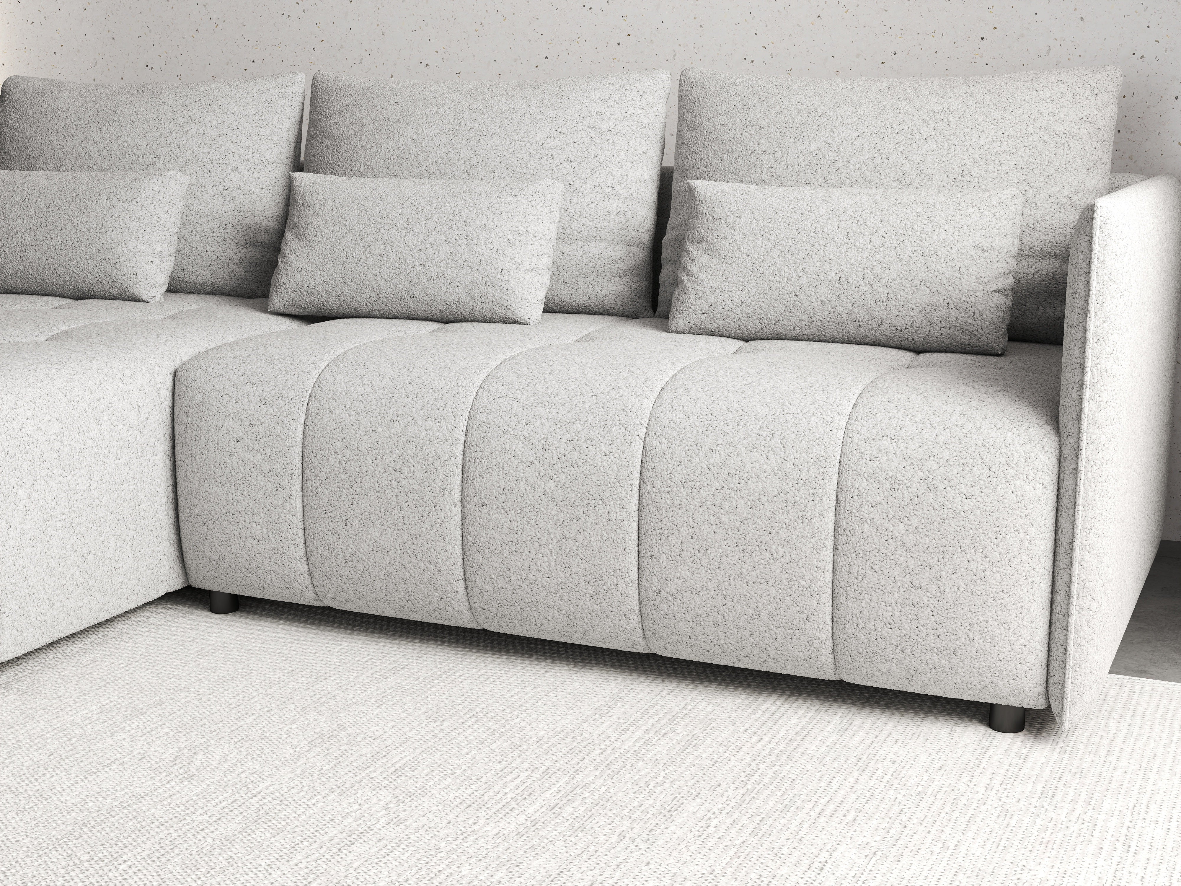 Colțar extensibil dumonde cu ladă de depozitare si sezut confortabil din spuma HR, Malta Euphoria Grey II 235x185 cm Fabrica