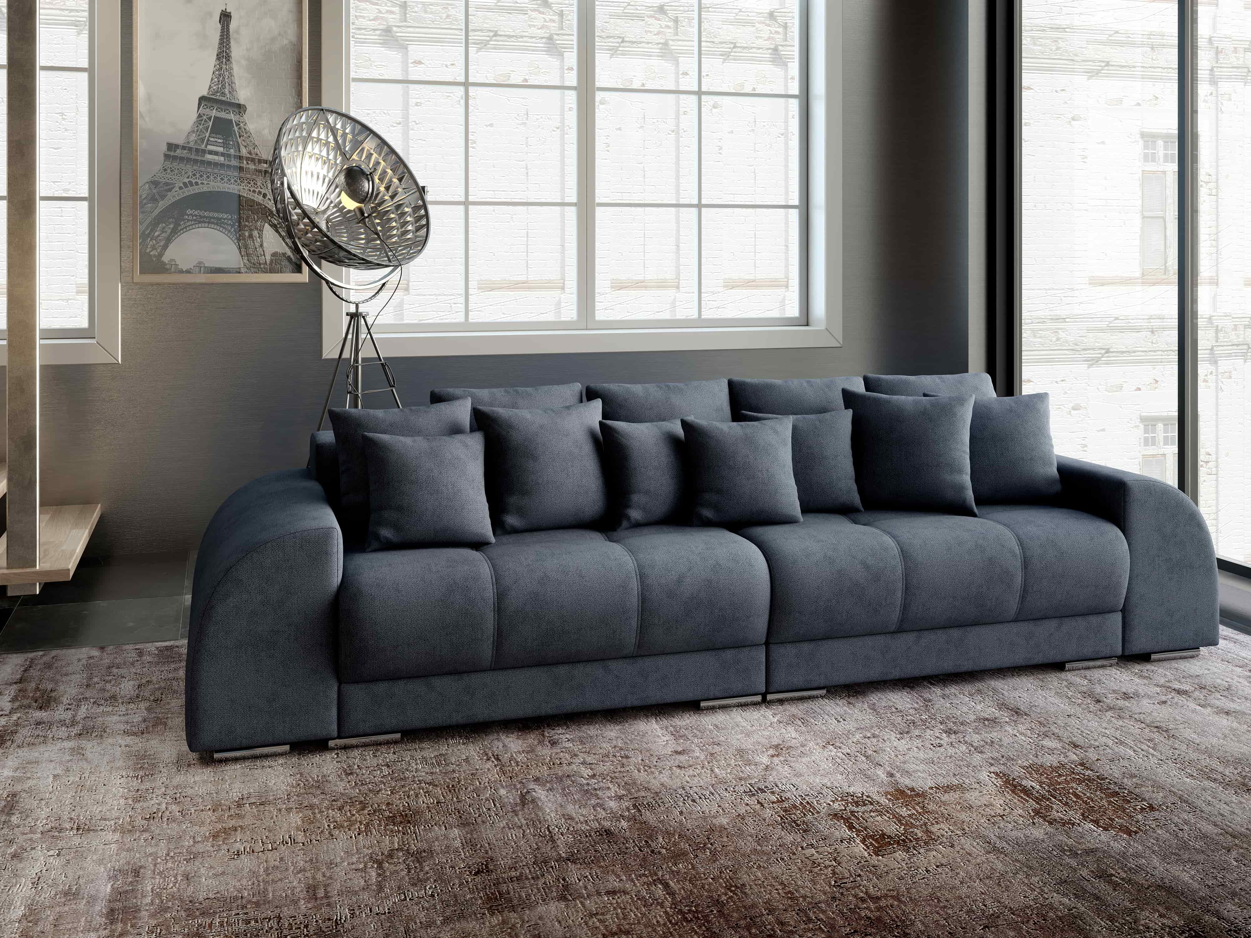 Canapea extensibilă dumonde cu 2 lăzi de depozitare si sezut confortabil din spuma HR, Big Sofa Verona Enjoy Lux Antracit 310x100 cm Fabrica