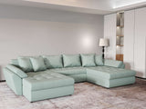 Colțar extensibil dumonde cu ladă de depozitare si sezut confortabil din spuma HR, Loana Enjoy Verde Mint U 355x185 cm Fabrica