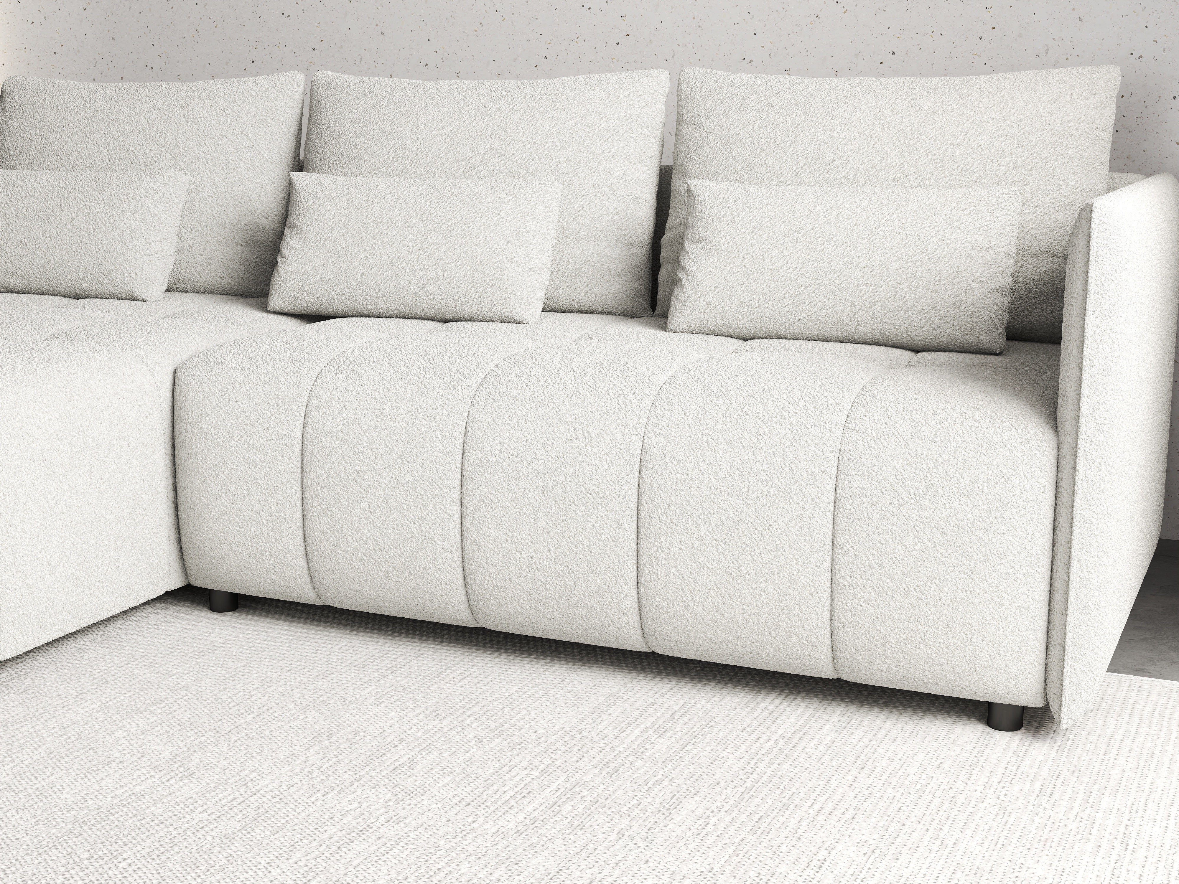 Colțar extensibil dumonde cu ladă de depozitare si sezut confortabil din spuma HR, Malta Euphoria Grey 235x185 cm Fabrica
