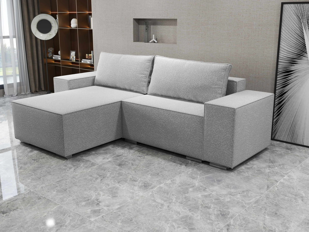 Colțar extensibil dumonde cu ladă de depozitare si sezut confortabil din spuma HR, Dream Euphoria Gri 290x185 cm Fabrica