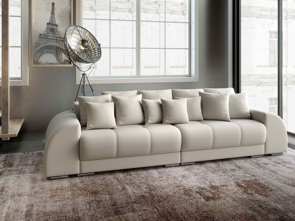 Canapea extensibilă dumonde cu 2 lăzi de depozitare si sezut confortabil din spuma HR, Big Sofa Verona Enjoy Lux Beige 310x100 cm Fabrica