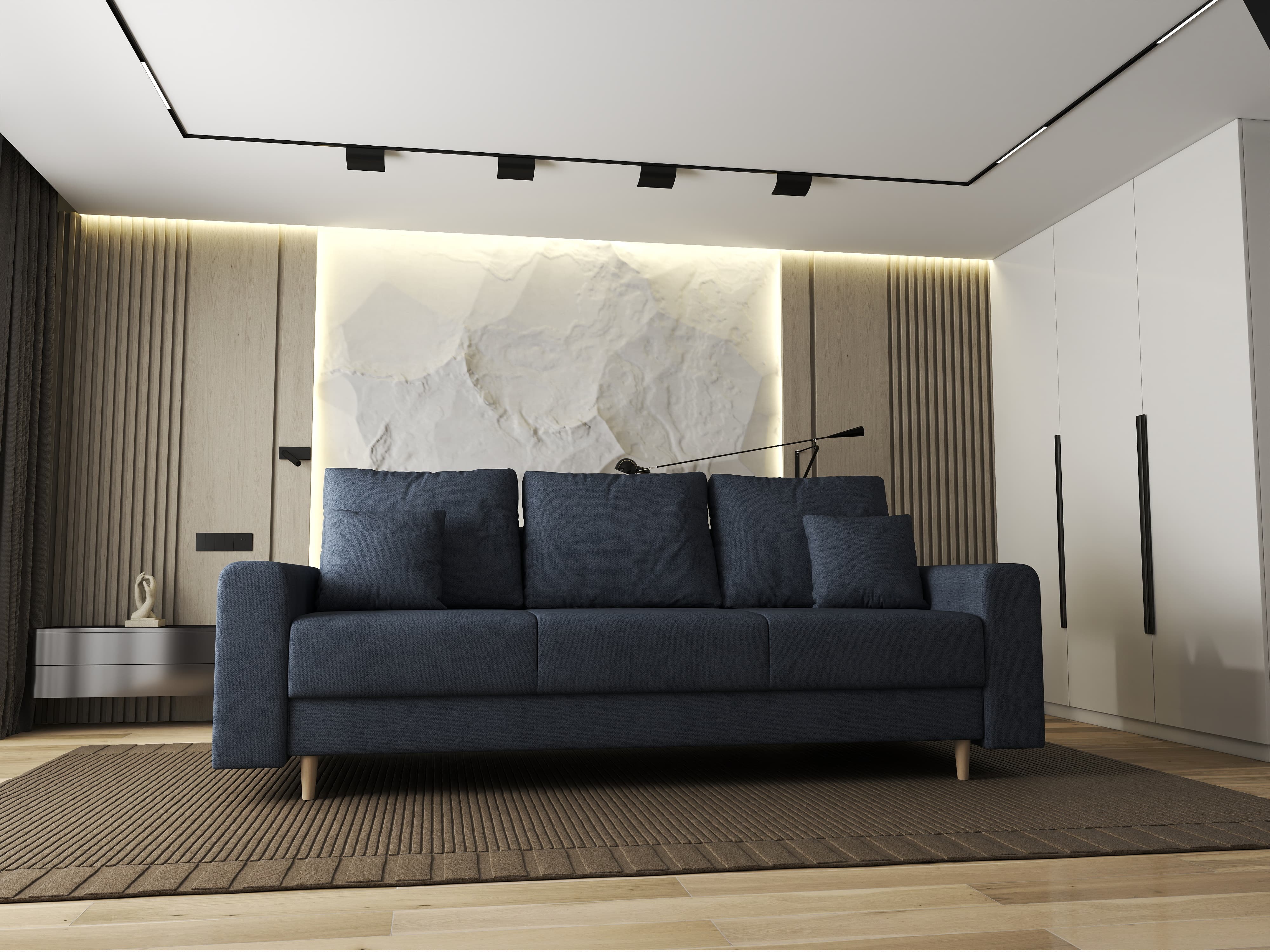 Canapea extensibilă dumonde cu ladă de depozitare si sezut confortabil din spuma HR, Kronos Enjoy Antracit 210x100 cm fabrica