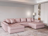 Colțar extensibil dumonde cu ladă de depozitare si sezut confortabil din spuma HR, Loana Enjoy Roz U 355x185 cm Fabrica