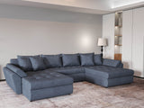 Colțar extensibil dumonde cu ladă de depozitare si sezut confortabil din spuma HR, Loana Grey U 355x185 cm Fabrica