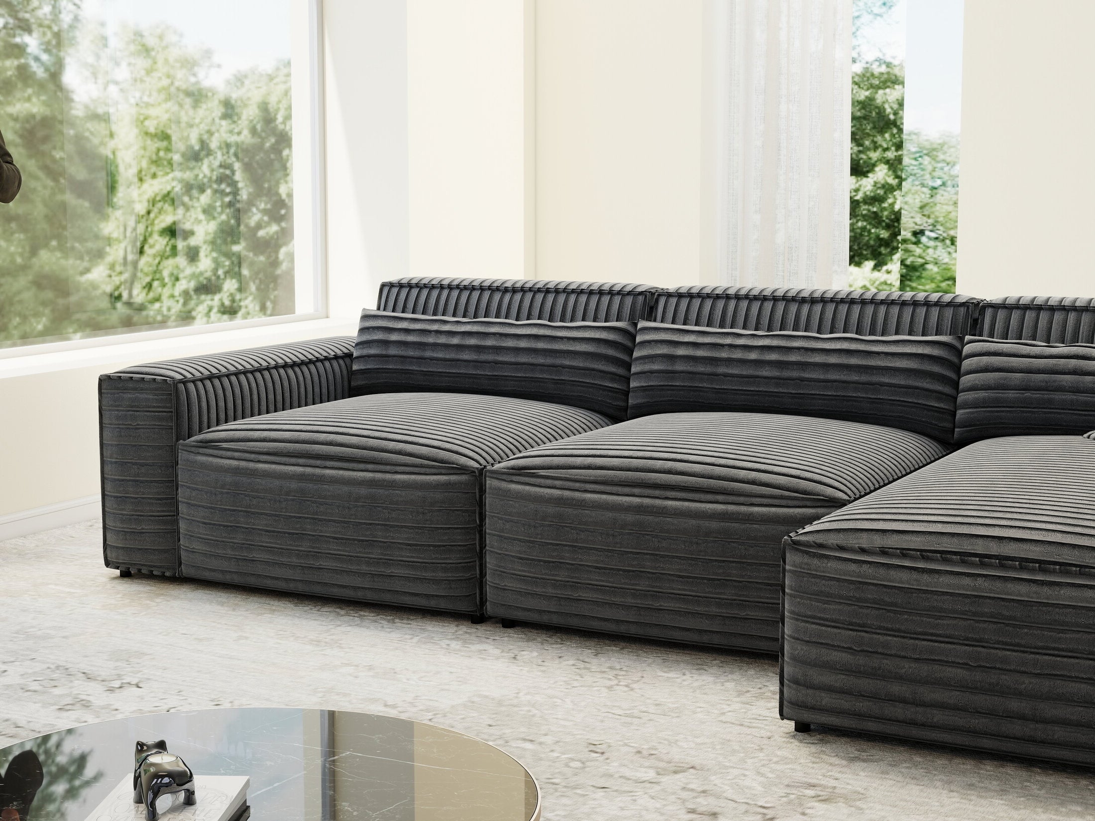 Colțar dumonde cu sezut confortabil din spuma HR, Marvelo XL Ambience Gri 366x175 cm II