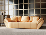 Canapea extensibilă dumonde cu ladă de depozitare si sezut confortabil din spuma HR, Berlin Mango 250x100 cm Fabrica