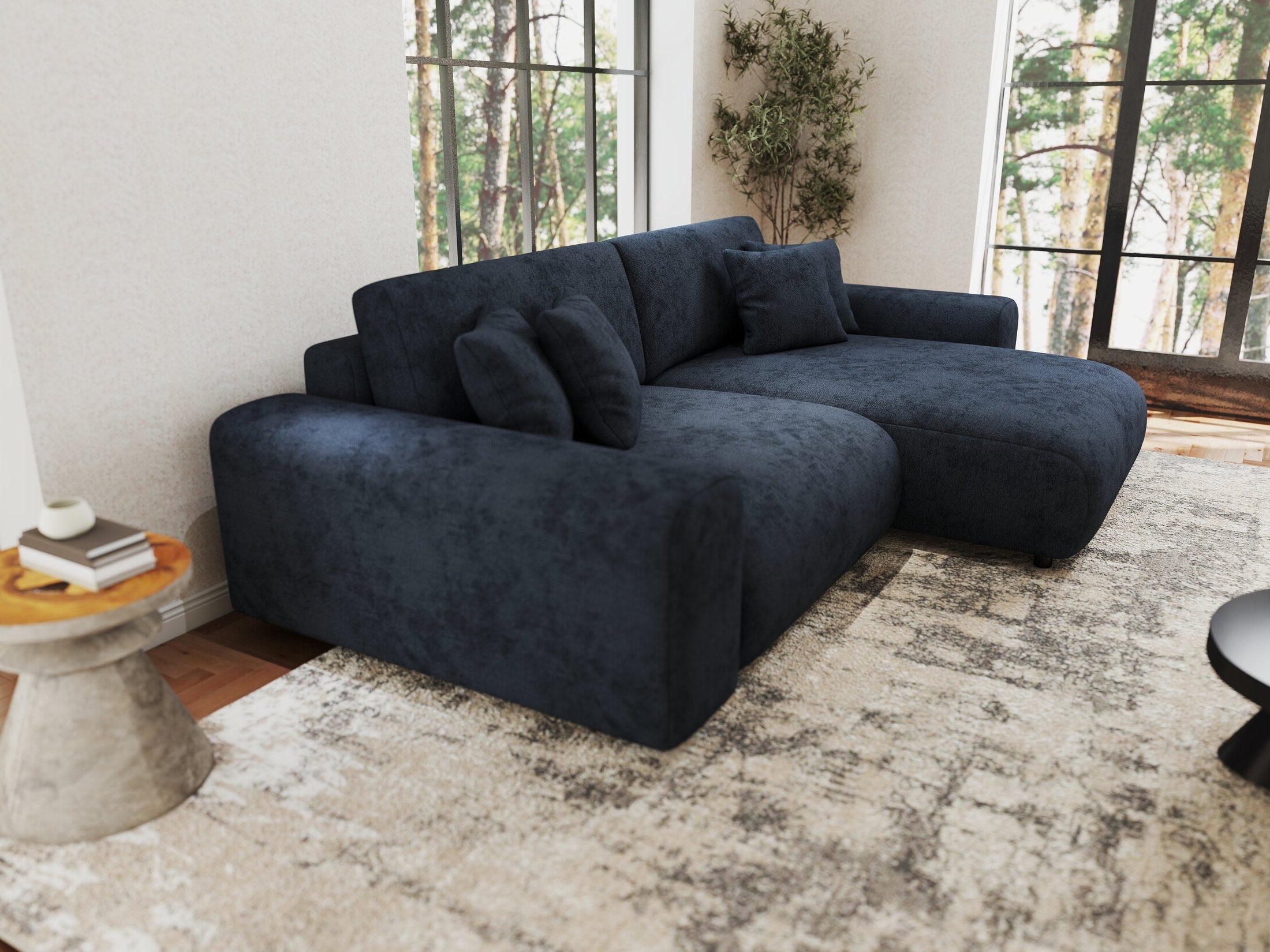 Colțar extensibil dumonde cu ladă de depozitare si sezut confortabil din spuma HR, Sarina Enjoy Antracit 255x168 cm II