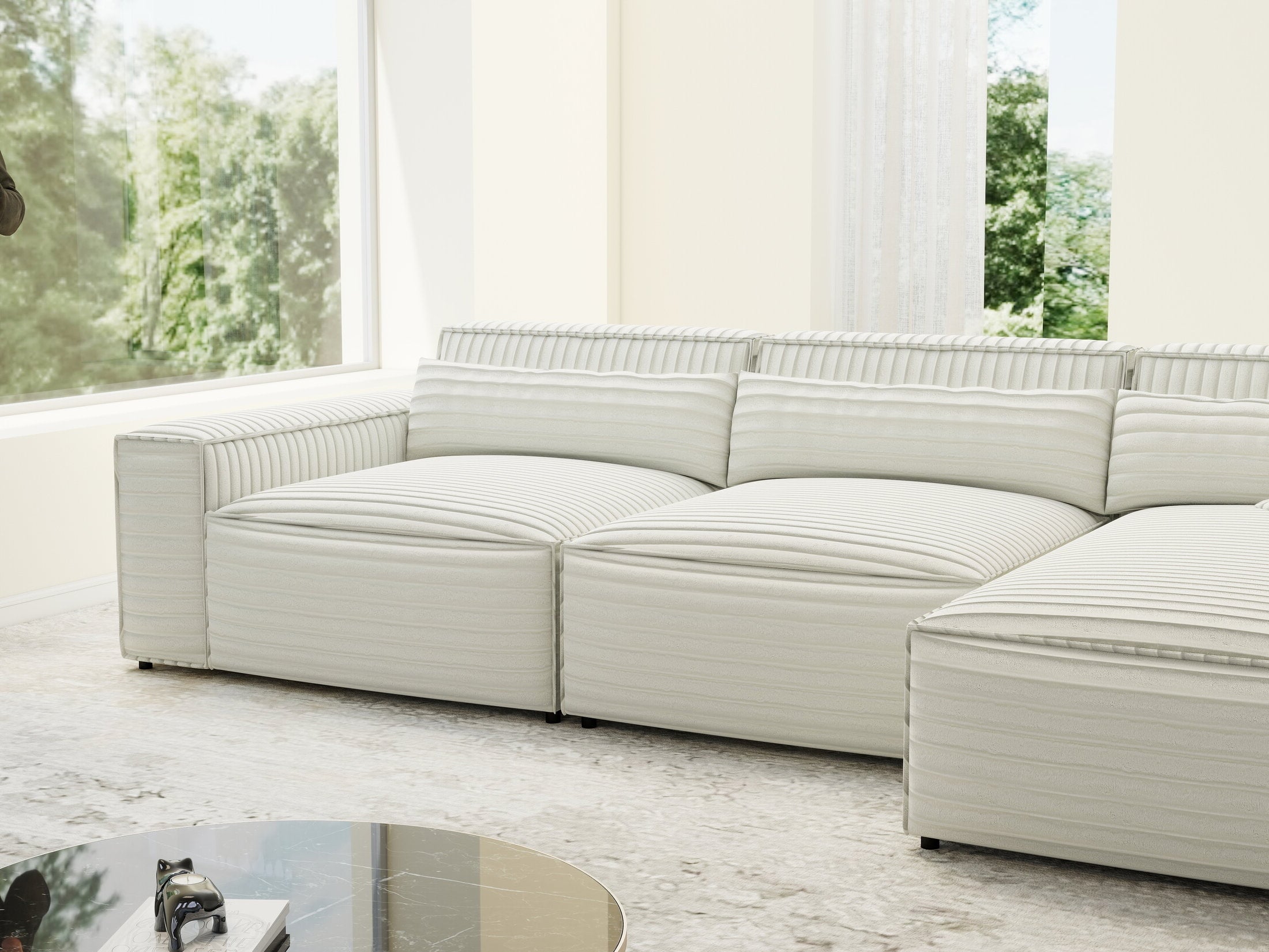 Colțar dumonde cu sezut confortabil din spuma HR, Marvelo XL Ambience Alb 366x175 cm II