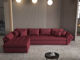 Colțar extensibil dumonde cu ladă de depozitare si sezut confortabil din spuma HR, Loana XL Enjoy Rosu 335x185 cm Fabrica