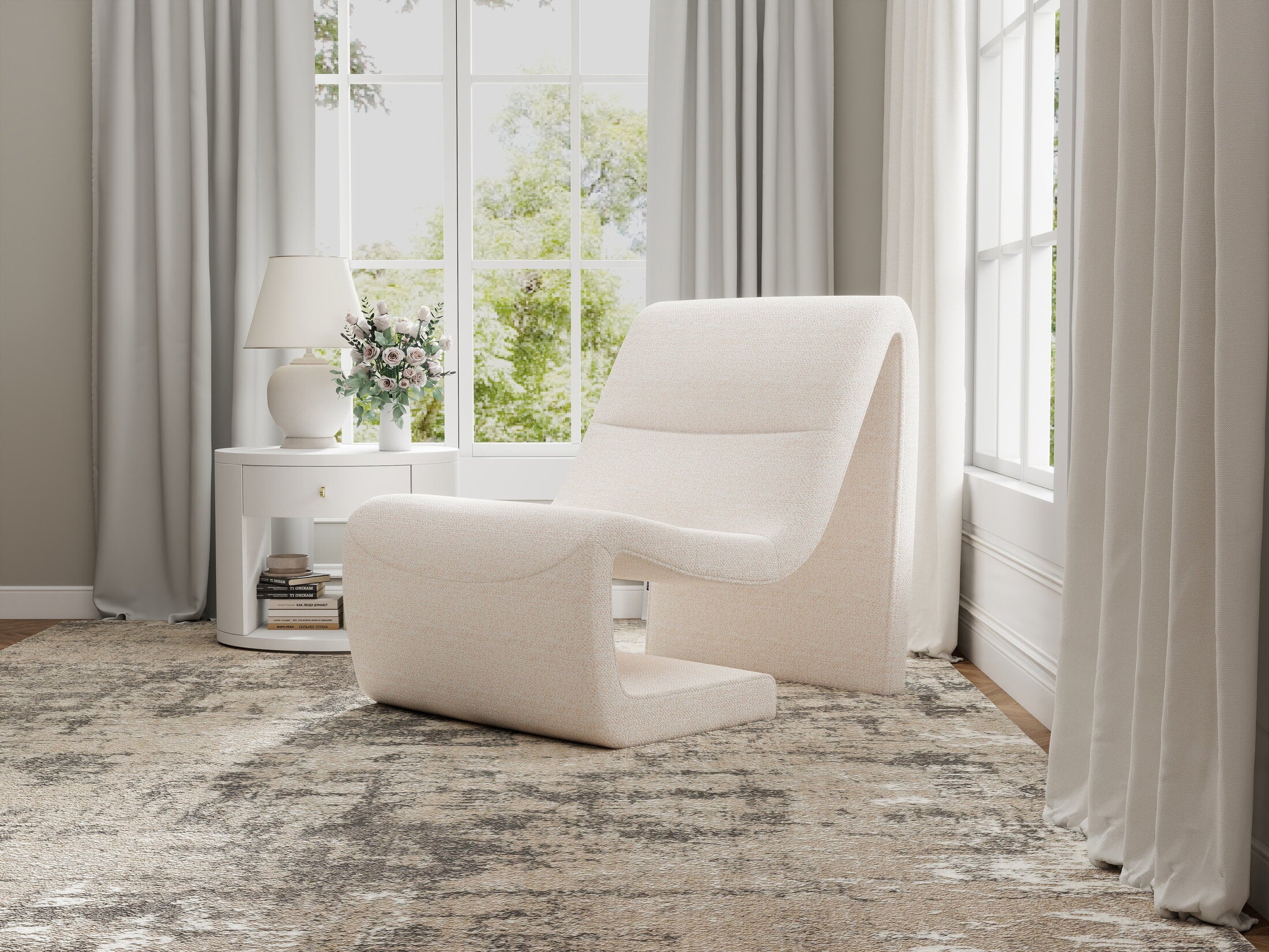 Fotoliu dumonde tapitat Bej modern Noctis 65x92cm