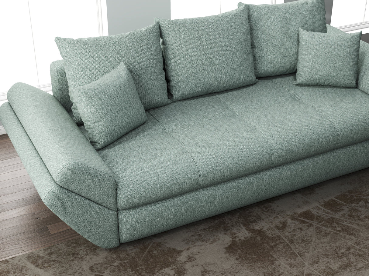 Canapea extensibilă dumonde cu ladă de depozitare si sezut confortabil din spuma HR, Loana Mint 250x100 cm Fabrica