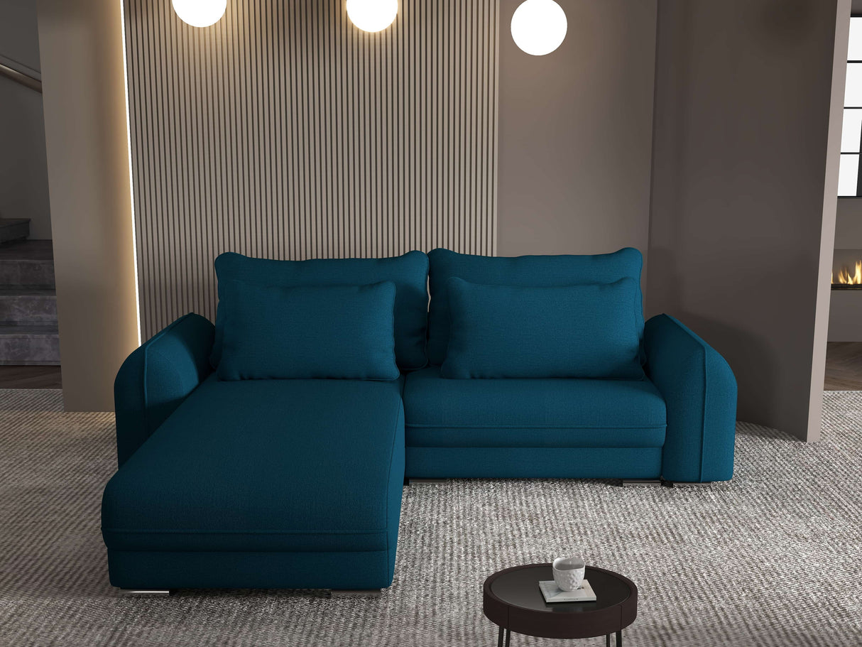 Colțar extensibil dumonde cu ladă de depozitare si sezut confortabil din spuma HR, Denver Enjoy Verde Petrol 275x185 cm Fabrica