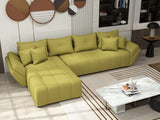 Colțar extensibil dumonde cu ladă de depozitare si sezut confortabil din spuma HR, Berlin XL Enjoy Green 350x185 cm Fabrica