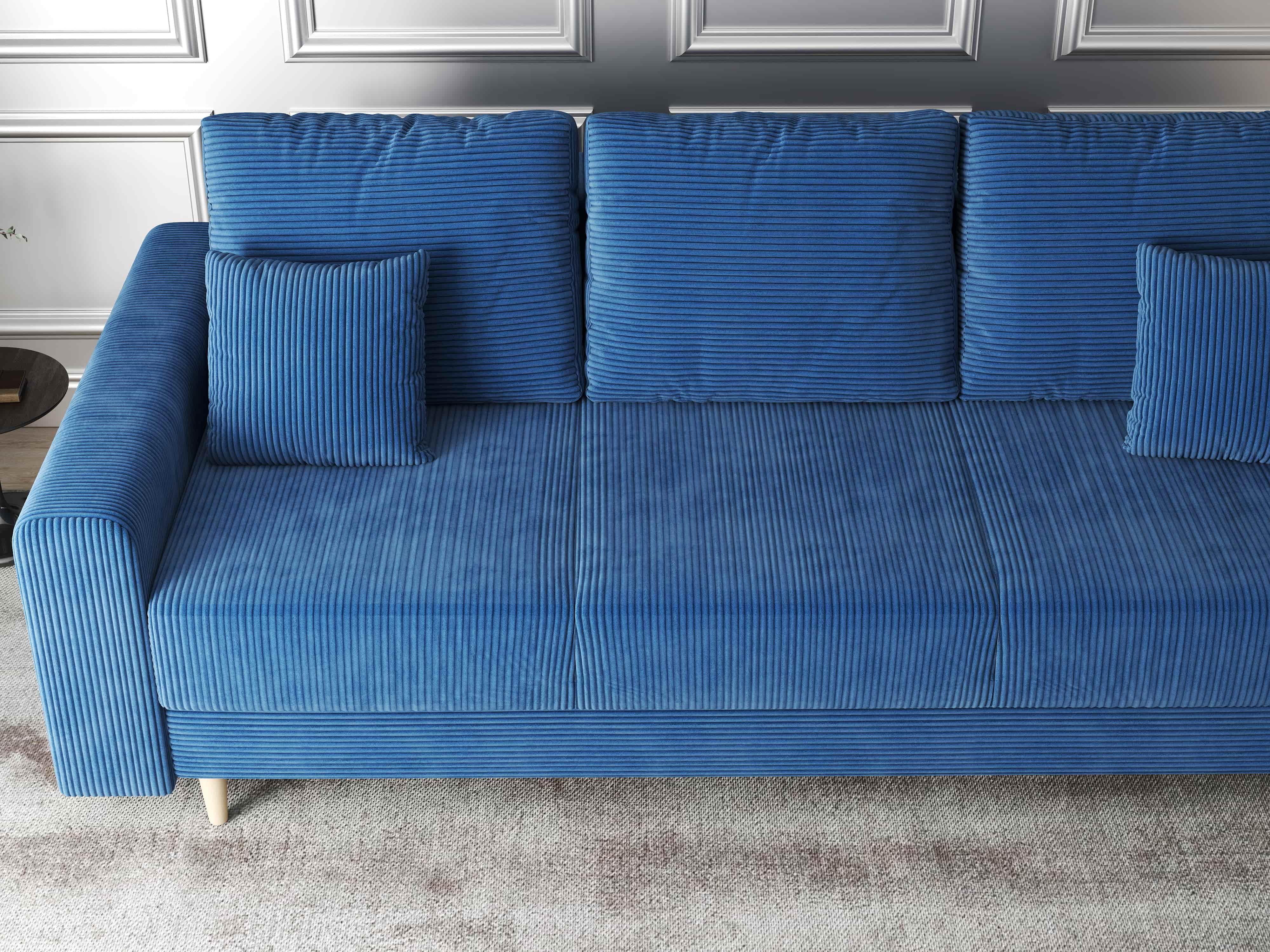 Canapea extensibilă dumonde cu ladă de depozitare si sezut confortabil din spuma HR, Kronos Zoom Albastru 210x100 cm fabrica