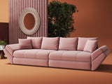 Canapea extensibilă dumonde cu ladă de depozitare si sezut confortabil din spuma HR, Loana Royal Roz 300x100 cm Fabrica