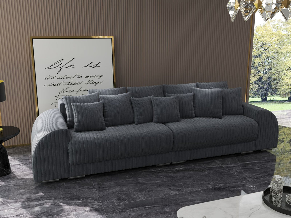 Canapea extensibilă dumonde cu 2 lăzi de depozitare si sezut confortabil din spuma HR, Verona Ambience Grey 310x100 cm