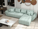 Colțar extensibil dumonde cu ladă de depozitare si sezut confortabil din spuma HR, Berlin XL Enjoy Lux Mint 350x185 cm II