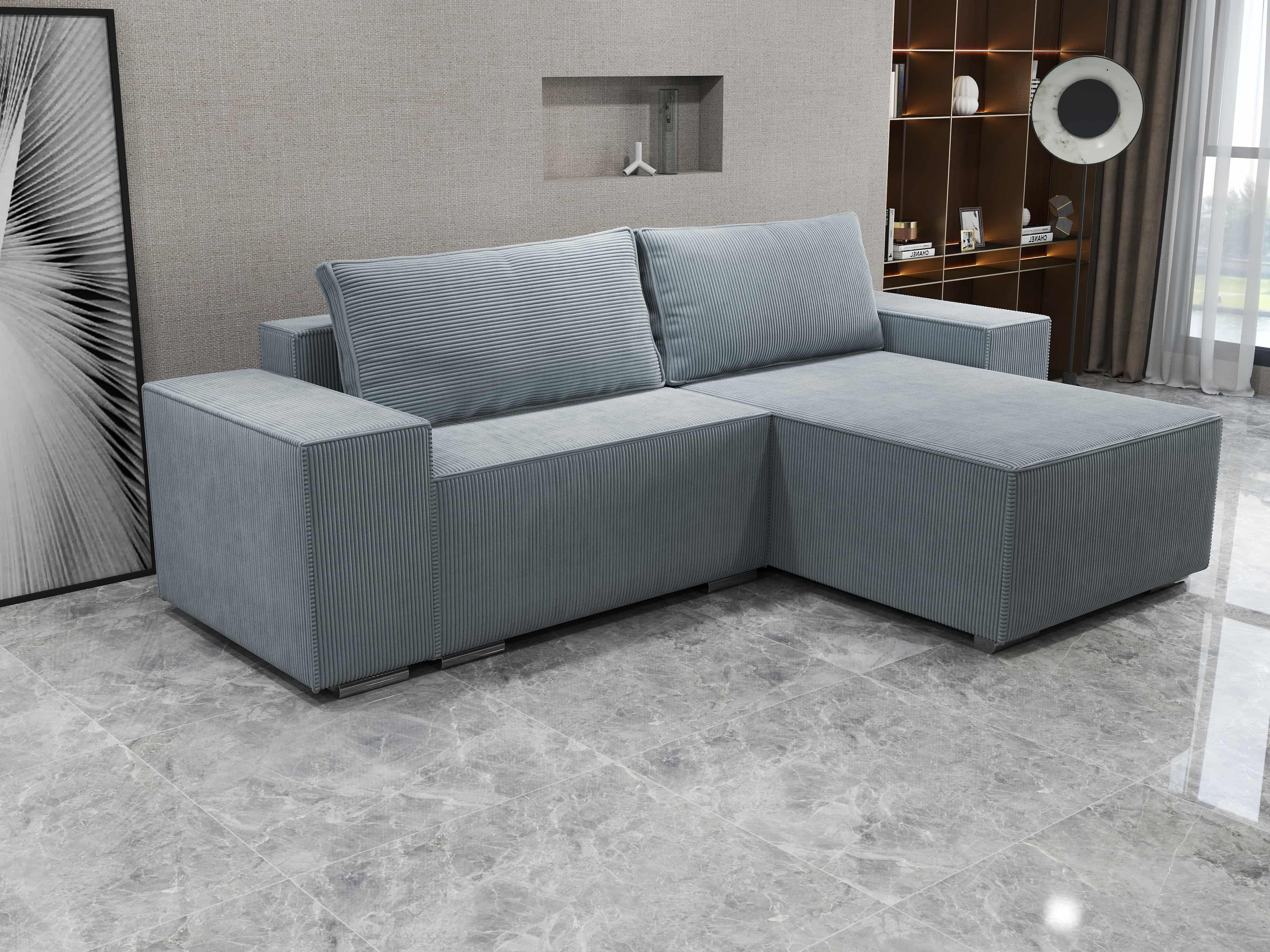 Colțar extensibil dumonde cu ladă de depozitare si sezut confortabil din spuma HR, Dream Zoom Grey 290x185 cm II Fabrica