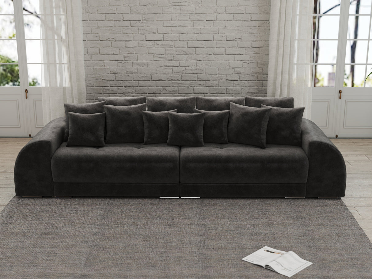 Canapea extensibilă dumonde cu 2 lăzi de depozitare si sezut confortabil din spuma HR, Big Sofa Verona Tobago Anthracit 310x100 cm Fabrica