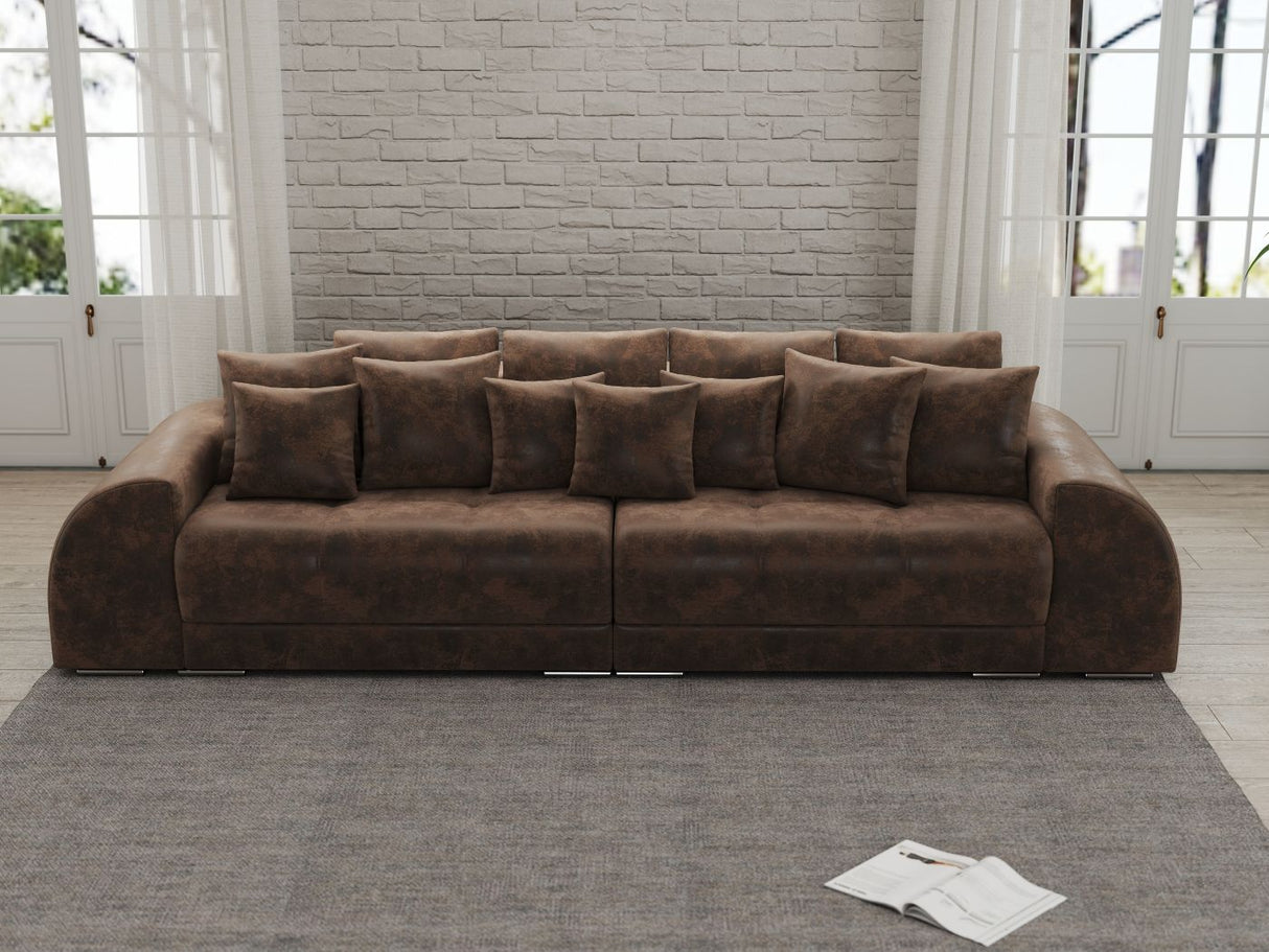 Canapea extensibilă dumonde cu 2 lăzi de depozitare si sezut confortabil din spuma HR, Big Sofa Verona Madagaskar Brown 310x100 cm Fabrica