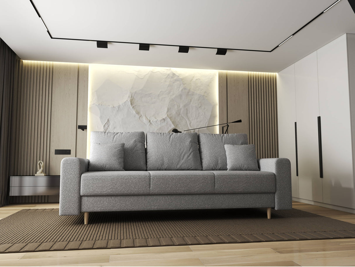 Canapea extensibilă dumonde cu ladă de depozitare si sezut confortabil din spuma HR, Kronos Euphoria Gri 210x100 cm fabrica