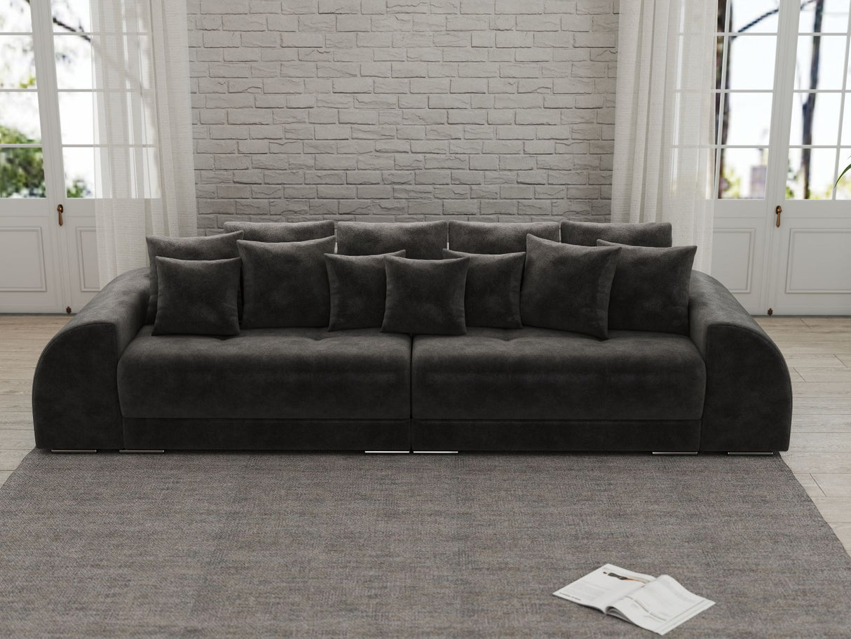 Canapea extensibilă dumonde cu 2 lăzi de depozitare si sezut confortabil din spuma HR, Big Sofa Verona Madagaskar Black 310x100 cm