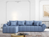 Colțar extensibil dumonde cu ladă de depozitare si sezut confortabil din spuma HR, Berlin XL Enjoy Lux Blue 350x185 cm Fabrica
