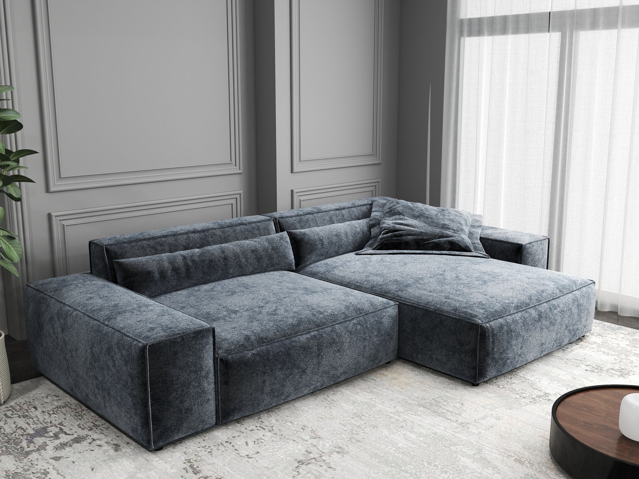 Colțar dumonde cu șezut confortabil din spumă HR, Marvelo Euphoria Gri Grafit 264x175 cm II