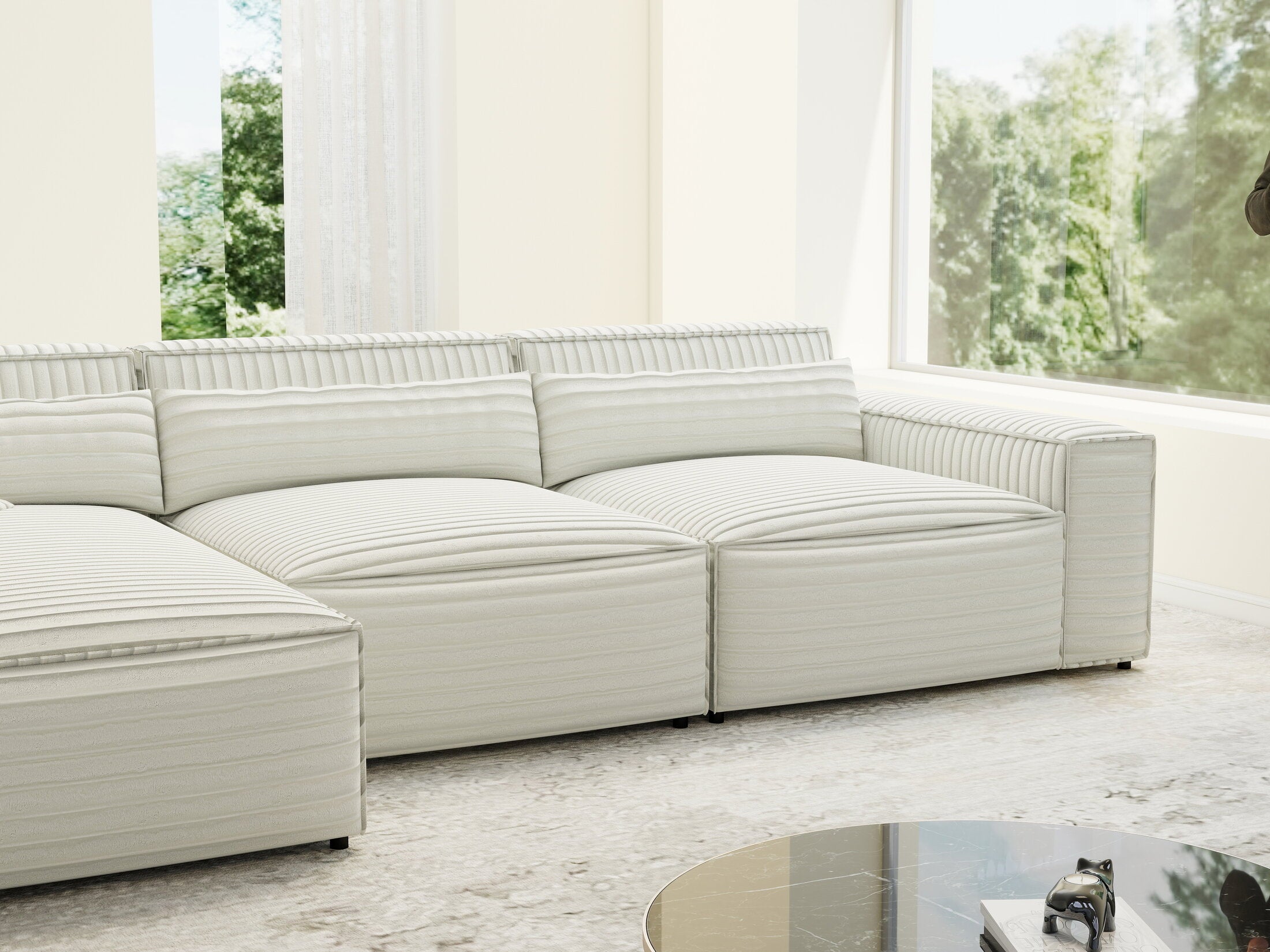 Colțar dumonde cu sezut confortabil din spuma HR, Marvelo XL Ambience Alb 366x175 cm