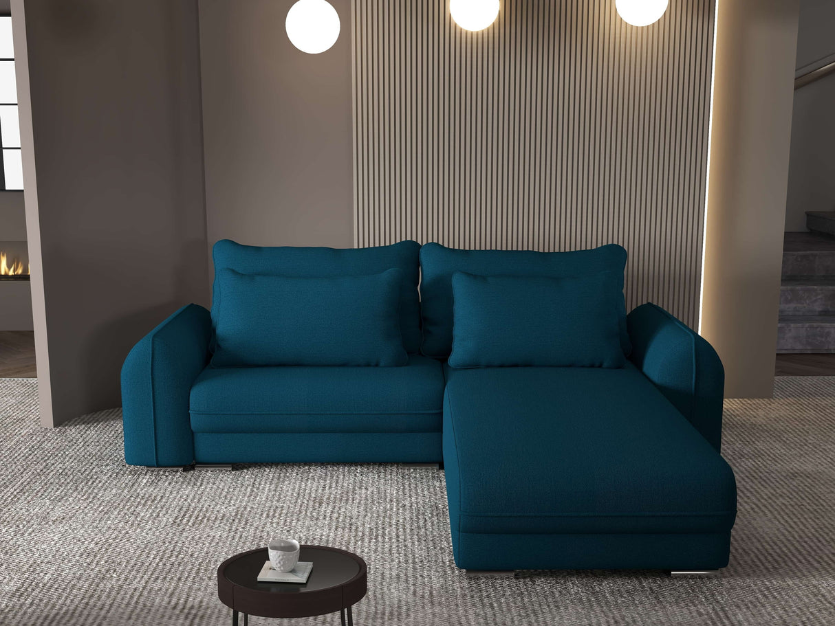 Colțar extensibil dumonde cu ladă de depozitare si sezut confortabil din spuma HR, Denver Enjoy Verde Petrol 275x185 cm II Fabrica