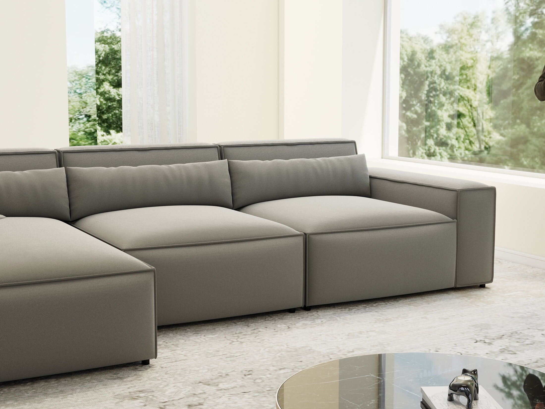 Colțar dumonde cu sezut confortabil din spuma HR, Marvelo XL Royal Gri 366x175 cm