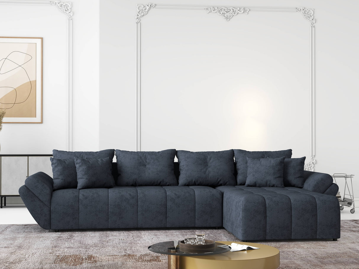 Colțar extensibil dumonde cu ladă de depozitare si sezut confortabil din spuma HR,Berlin XL Enjoy Lux Grey Antracit 350x185 cm II Fabrica