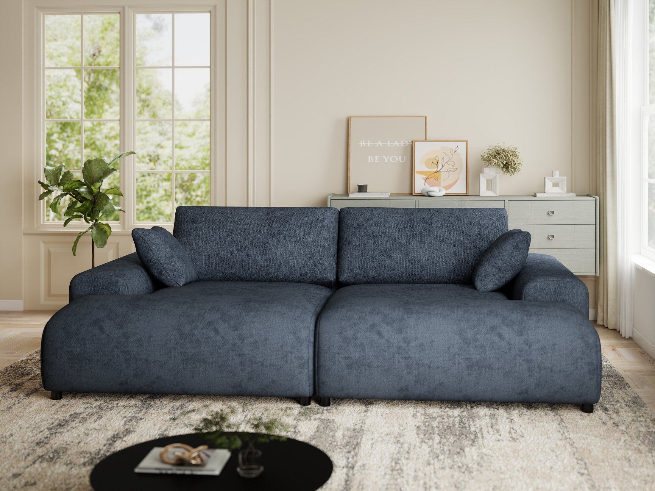 Canapea dumonde cu sezut confortabil din spuma HR, Hudson Enjoy Antracit 237x144 cm