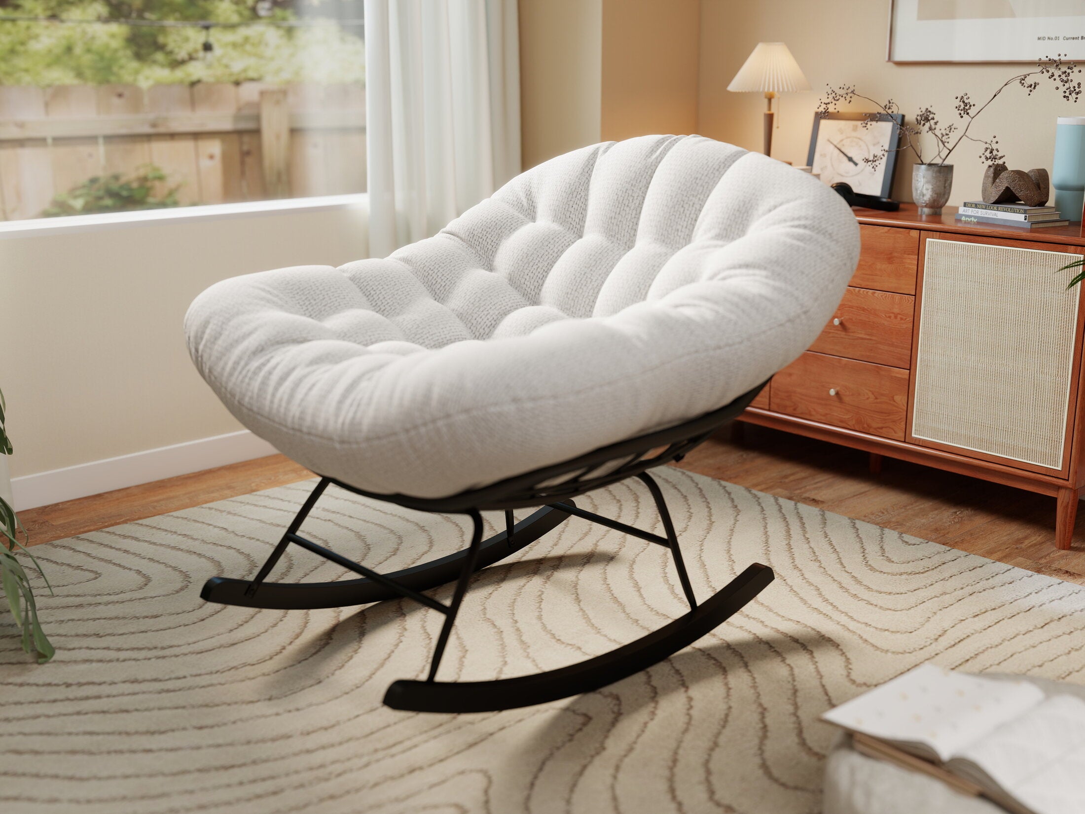 Fotoliu dumonde tapitat Alb modern Taviro 77x83cm