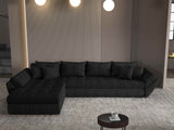 Colțar extensibil dumonde cu ladă de depozitare si sezut confortabil din spuma HR, Loana XL Enjoy Negru 335x185 cm Fabrica