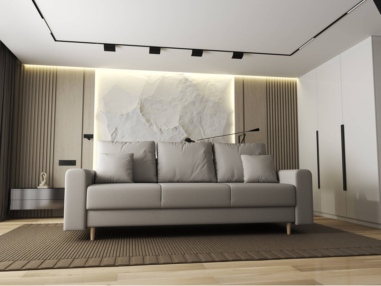 Canapea extensibilă dumonde cu ladă de depozitare si sezut confortabil din spuma HR, Kronos Enjoy Bej 210x100 cm fabrica