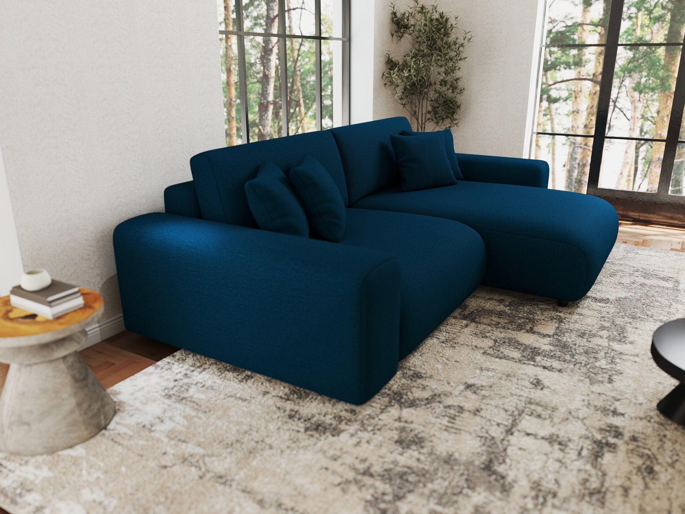 Colțar extensibil dumonde cu ladă de depozitare si sezut confortabil din spuma HR, Sarina Enjoy Verde Petrol 255x168 cm II