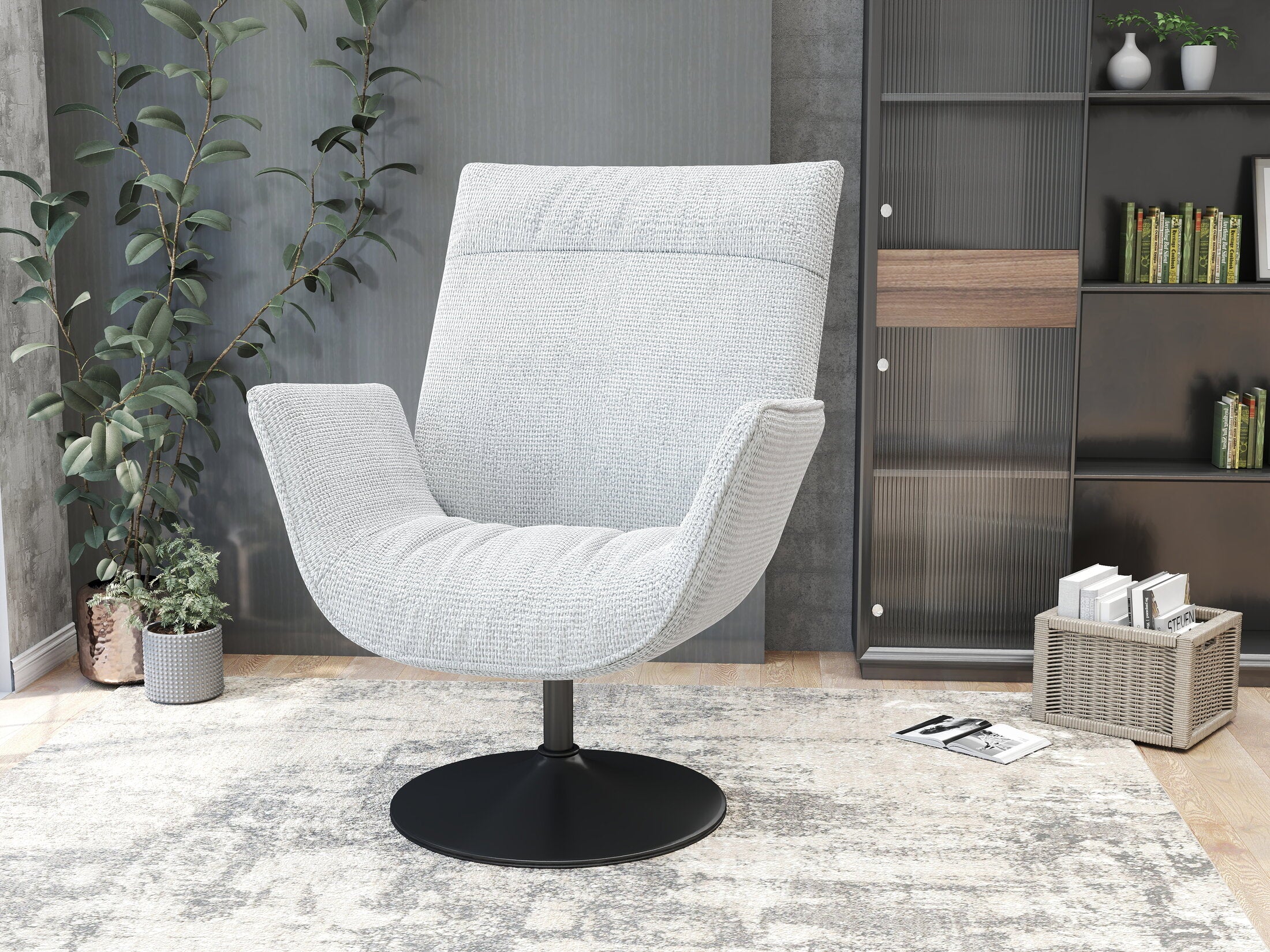 Fotoliu dumonde tapitat Alb modern Kairo 75x83cm