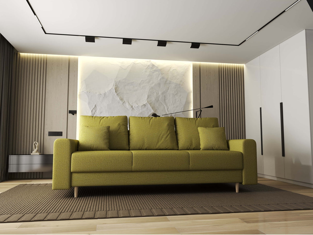 Canapea extensibilă dumonde cu ladă de depozitare si sezut confortabil din spuma HR, Kronos Enjoy Verde 210x100 cm fabrica