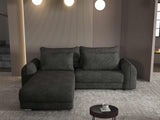 Colțar extensibil dumonde cu ladă de depozitare si sezut confortabil din spuma HR, Denver Enjoy Negru 275x185 cm Fabrica