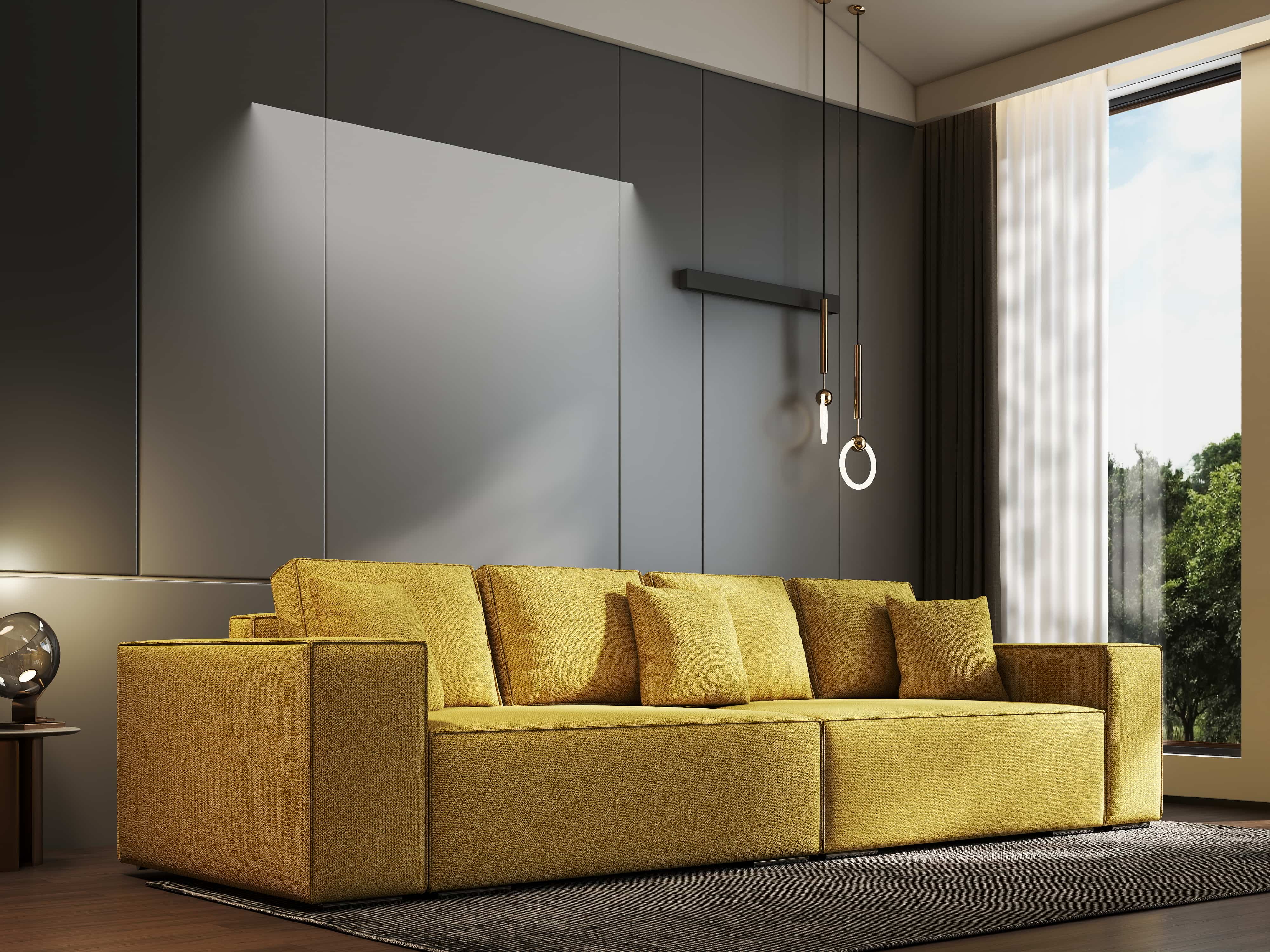 Canapea extensibilă dumonde cu ladă de depozitare si sezut confortabil din spuma HR, Dream Enjoy Melon 310x100 cm Fabrica