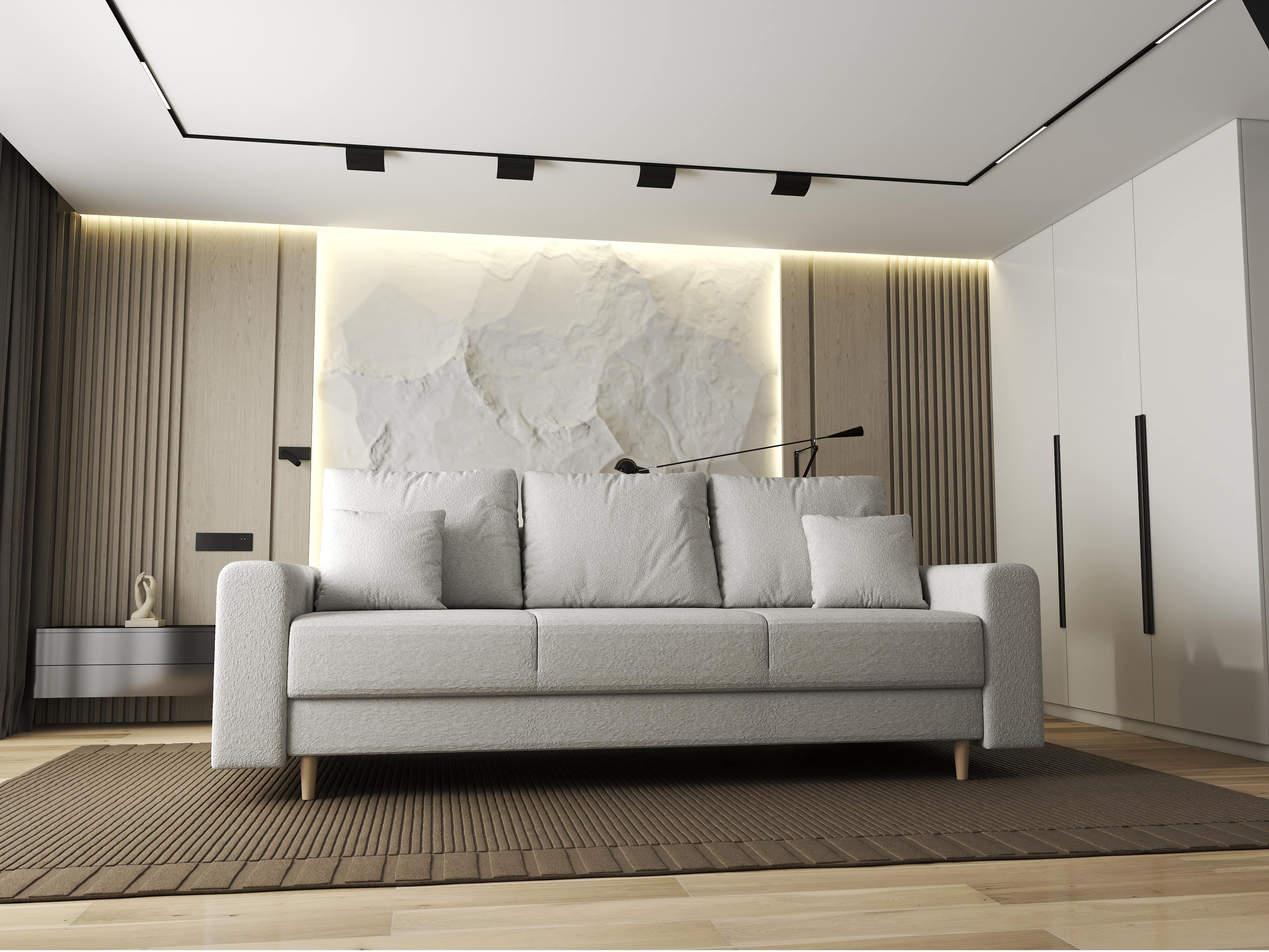 Canapea extensibilă dumonde cu ladă de depozitare si sezut confortabil din spuma HR, Kronos Euphoria Ivory 210x100 cm fabrica