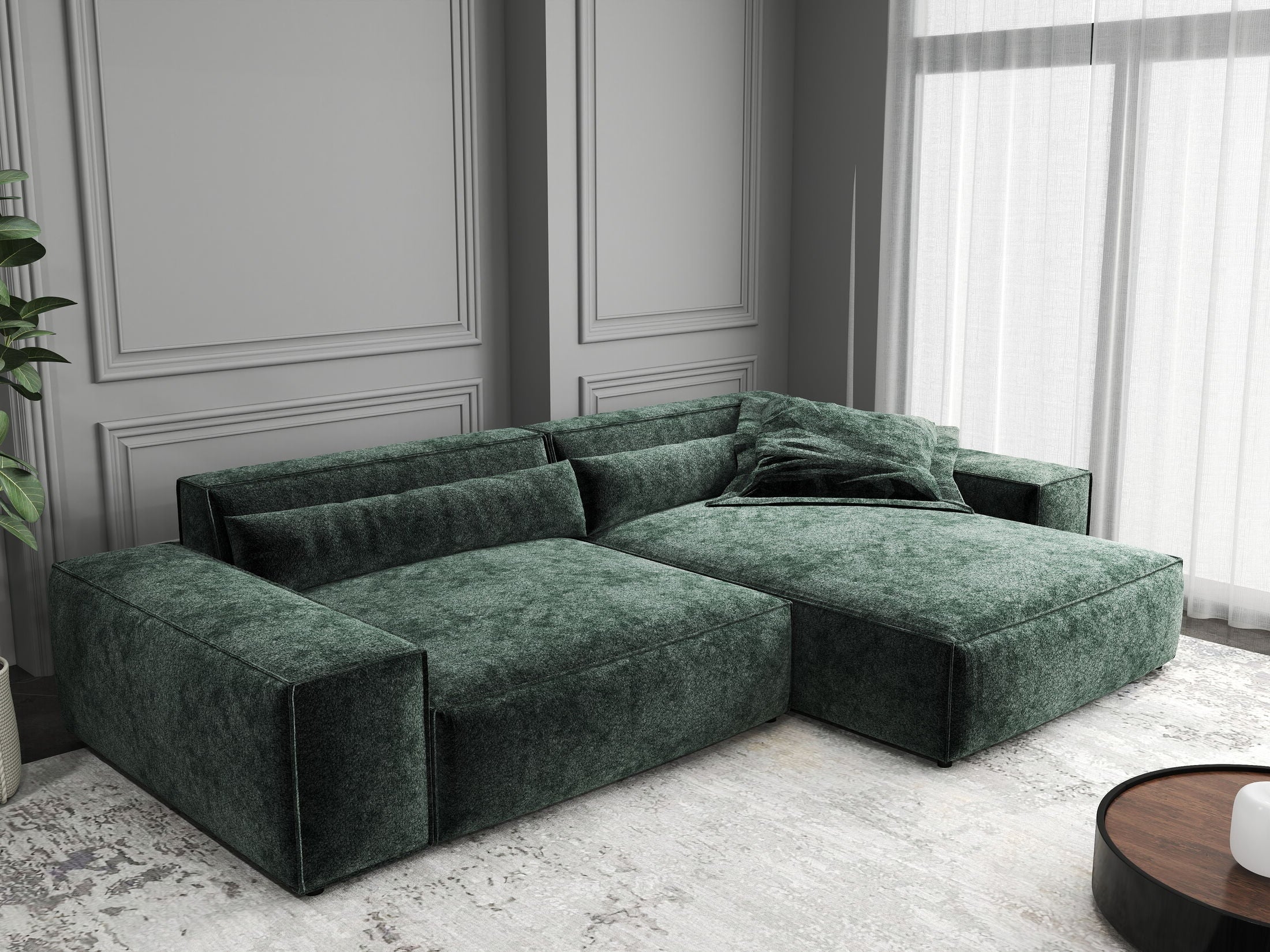 Colțar dumonde cu șezut confortabil din spumă HR, Marvelo Euphoria Verde 264x175 cm II