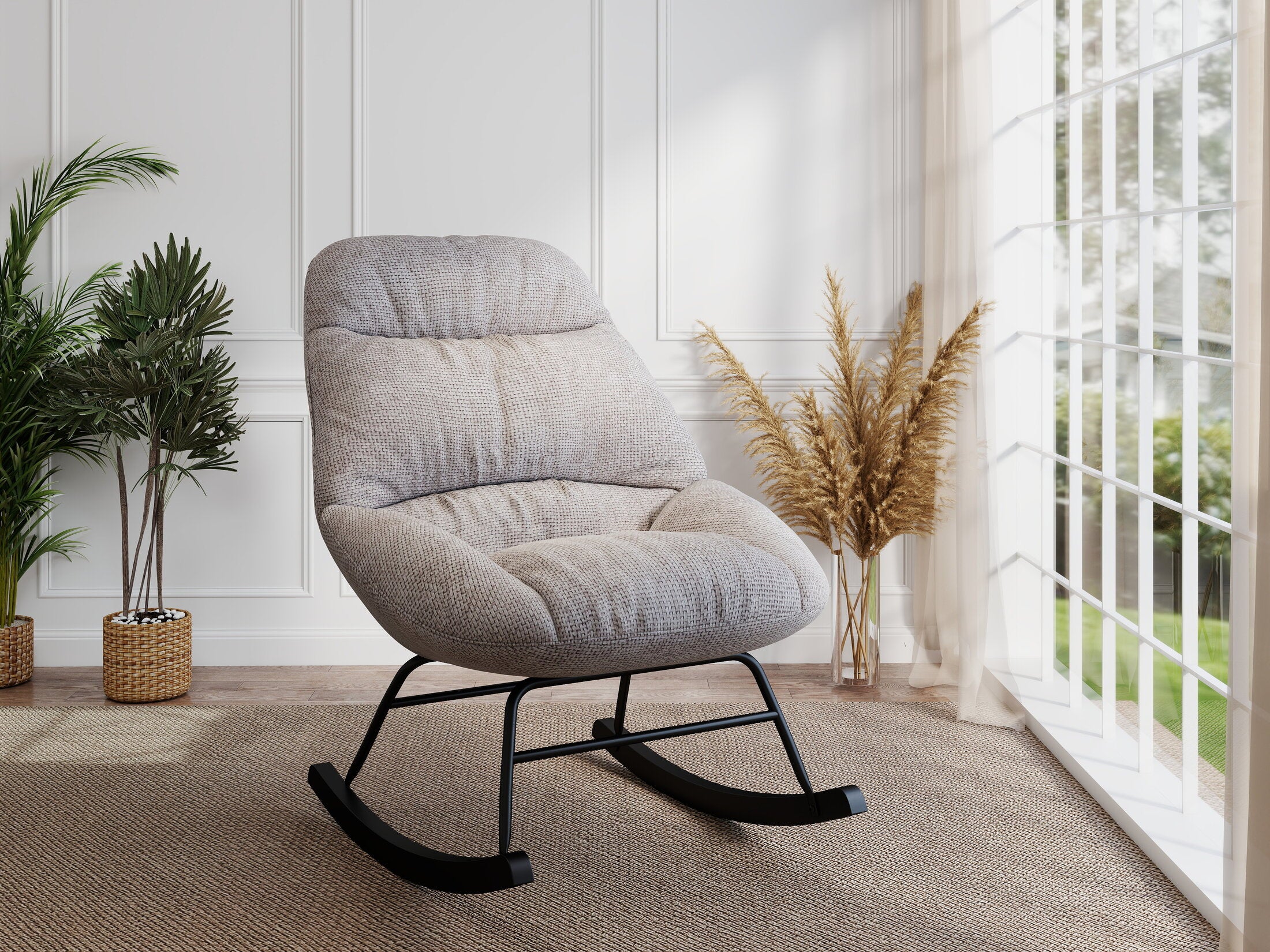 Fotoliu dumonde tapitat Bej modern Marqis 71x83cm